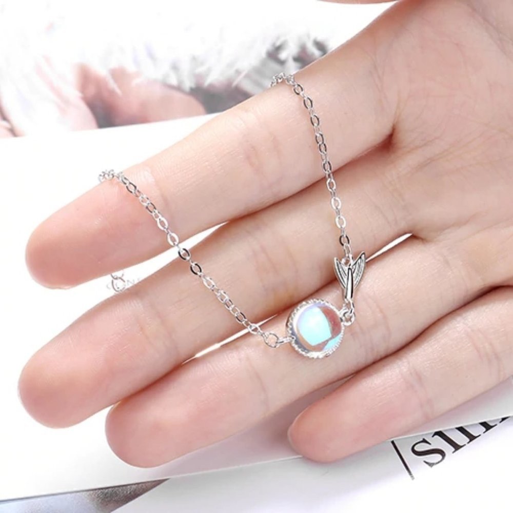 NEW 925 Sterling Silver Moonstone Mermaid Bracelet - Picture 6 of 9